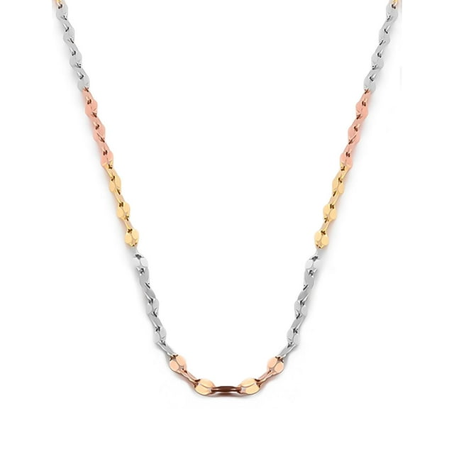 Cadena Plaquita 3 Oros 14k Sólido 40 cm