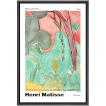 PixonSign Framed Canvas Print Wall Art Henri Matisse Moroccan Garden Watercolor Pastel Classic Vintage Illustrations Fine Art Decorative Multicolor for Living Room, Bedroom, Office - 16"x24" BLACK
