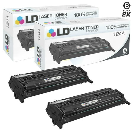 LD Remanufactured Replacements for Hewlett Packard 124A (Q6000A) Pack of 2 Black Toner Cartridges for Color LaserJet 1600  2600n  2605dn  2605dtn  CM1015mfp and CM1017mfp