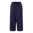 thumbnail image 5 of GEWSEY Women's Capri Pants Cotton Yoga Capris Drawstring Joggers Workout Sweatpants Loose Lounge Crop Pants Pockets (Navy, XL), 5 of 7