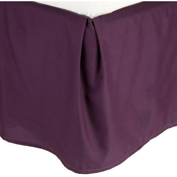 1500 Series Wrinkle Resistant SOLID Bed Skirt - Pleated Tailored 14" Drop, Full , Eggplant-Purple