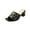 Black, variant on Womens Chain Detail Slide Sandals Block Heel Open Square Toe Mid Heels Casual Summer Dressy Sandals
