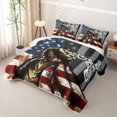 thumbnail image 3 of Manfei Motorcycle Silhouette Quilt Full,Vintage American Flag Full Bedspread Sets,Blue Red White,3pcs, 3 of 7
