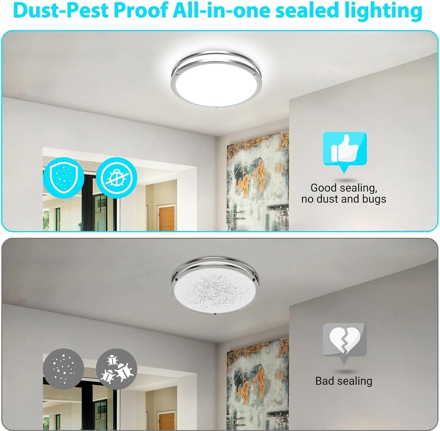 13-Inch Flush Mount Ceiling Lights, Dimmable 3000K-6500K Adjustable LED Ceiling Light, 24W Round Slim Light Fixture, Brushed Nickel for Kitchen, Bedroom, Bathroom, Hallway-1 Pack