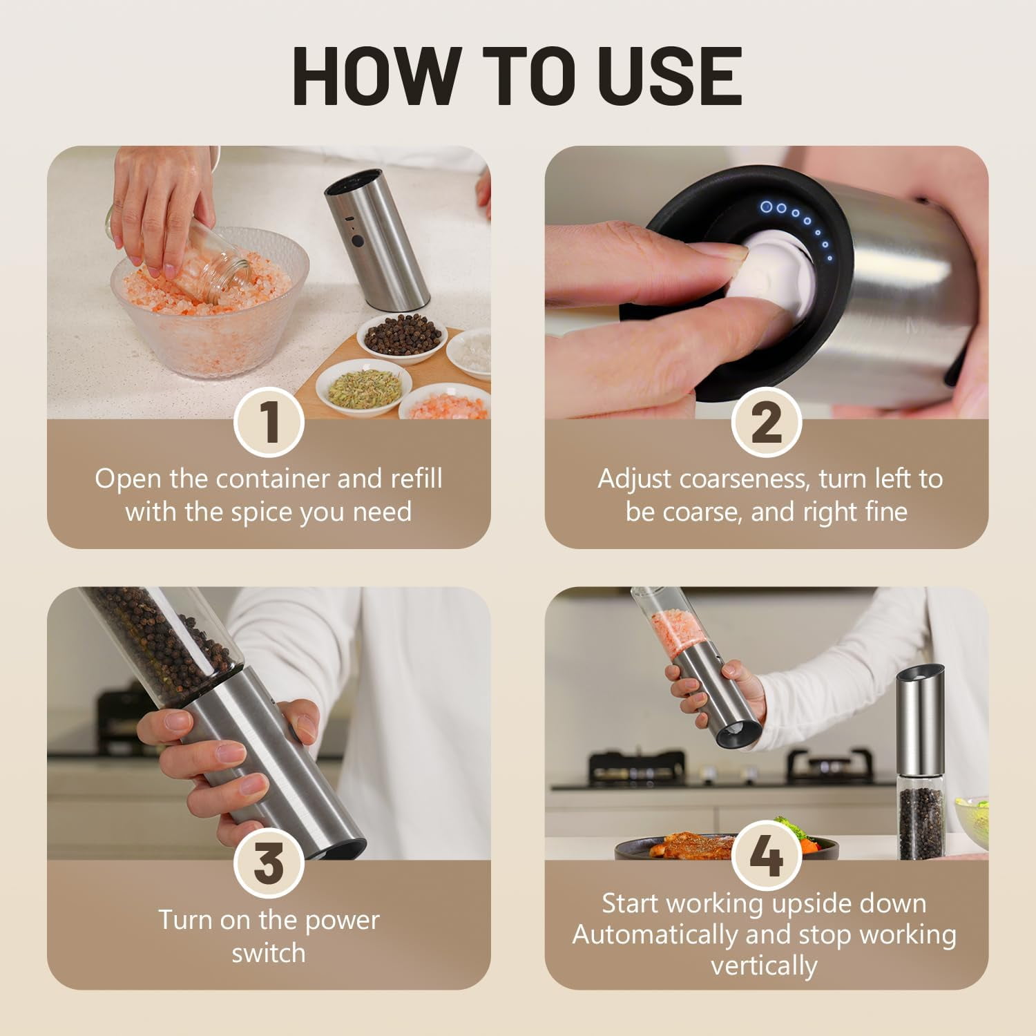 Gravity Electric Salt and Pepper Grinder Set