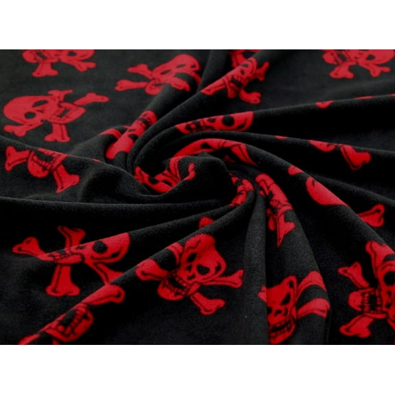 Minerva Polar Fleece Fabric Black & Red - per yard