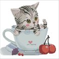 thumbnail image 1 of Hilo de bordar Kit de punto de cruz de gato impreso de 14 quilates de algodón ecológico parcial (D925) Hugtrwg Para estrenar, 1 of 9