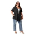 thumbnail image 5 of PINKSIR Women's Plus Size Short Sleeve Cardigan Lightweight Breathable Summer Open Front with Pockets Black 3X, 5 of 8