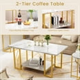 thumbnail image 6 of AWQM 3 Pieces Living Room Table Set Faux Marble Coffee Table with Round End Side Table and Console Table Modern Coffee Table Set with Gold Metal Frame for Home Office White, 6 of 8