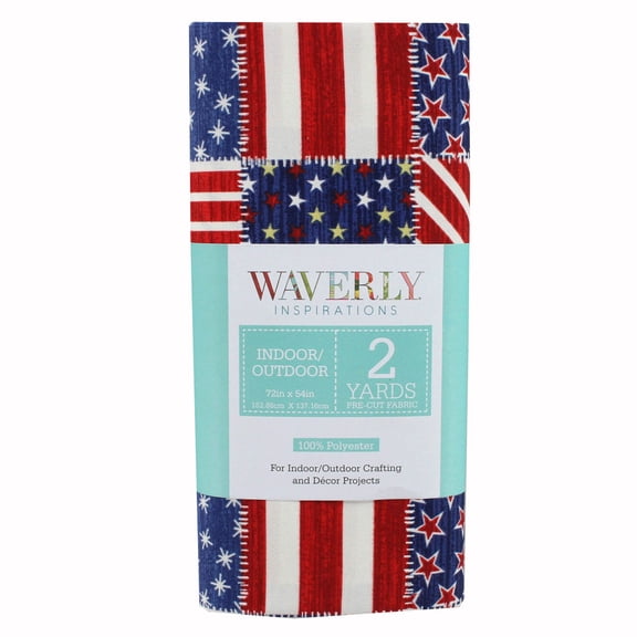Waverly Inspirations 2 Yard Cut 100% Polyester Outdoor Print Americana Fabric, Blue, 54" Wide for Indoor & Outdoor Home Decor & Sewing
