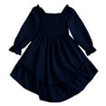 thumbnail image 6 of XEGLSBU Flower Girl Dress 2T Winter Summer Girls Dress with Square Neck Flutter Sleeves and Flared Elegant Ruffle Trim Boho Length Party Dress for Toddler Navy Size 6-7 Years, 6 of 7