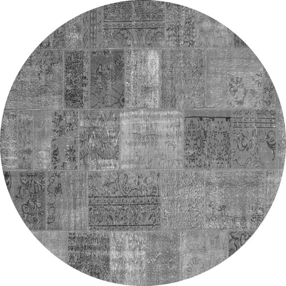 Ahgly Company Indoor Round Patchwork Gray Transitional Area Rugs, 5' Round