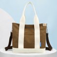 thumbnail image 1 of Bolso bandolera para mujer Bolso de lona informal con cremallera Bolso para mujer (Marrón), 1 of 3