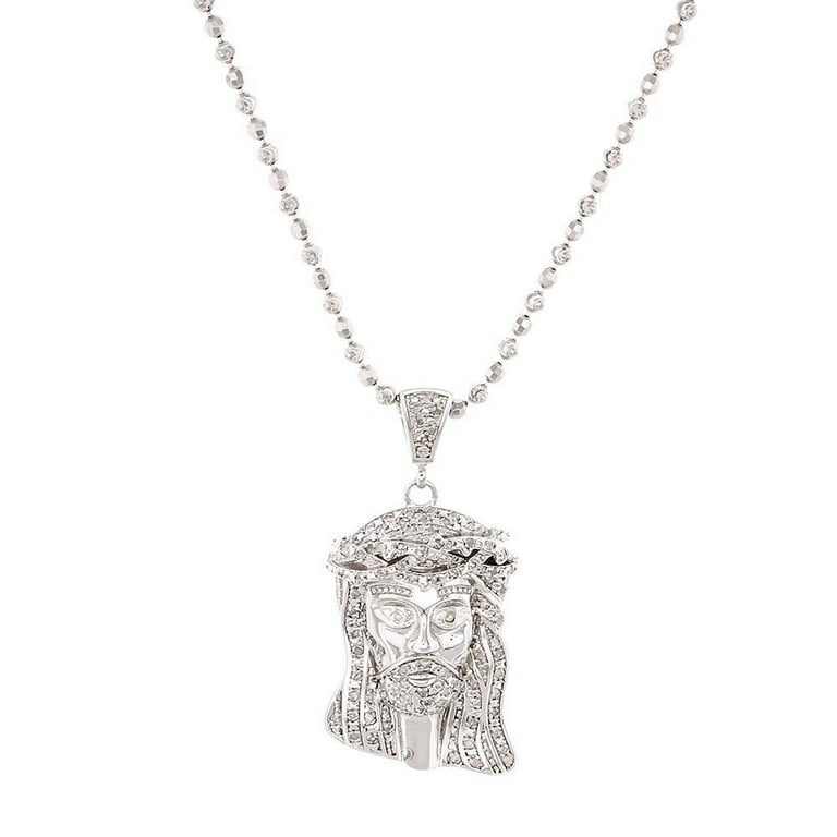 925 Sterling Silver Diamond Micro Mini Jesus Face Piece Pendant