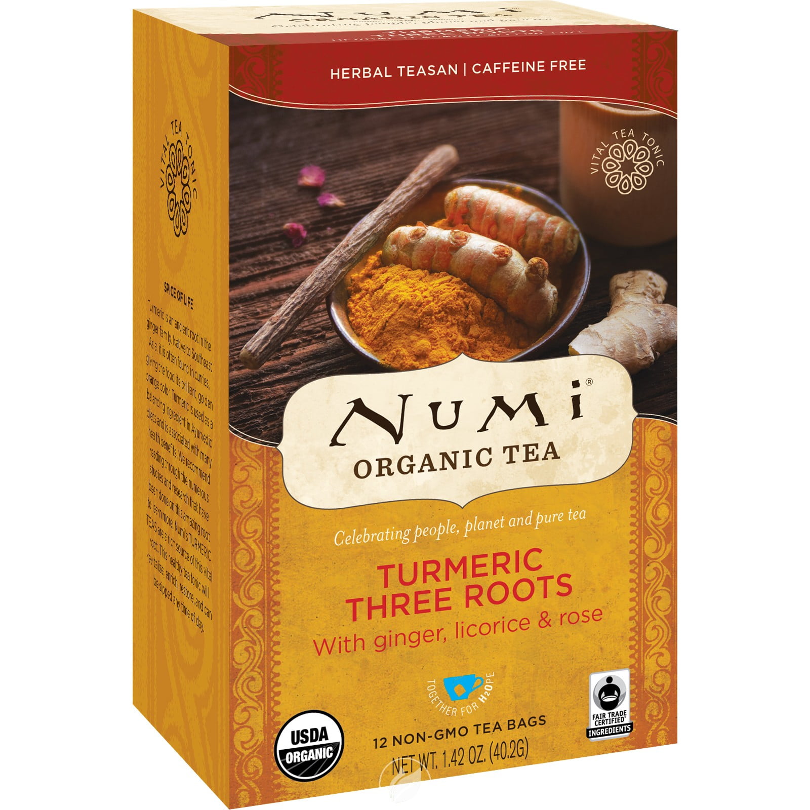 Numi Teas Turmeric Tea Three Roots 12Bag