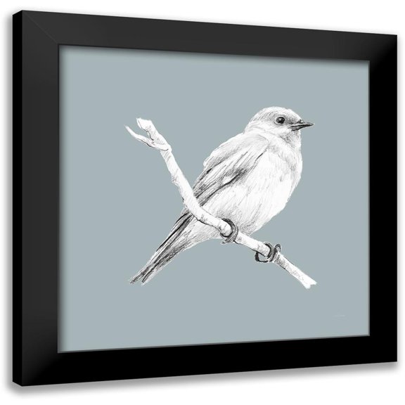 Loreth, Lanie 12x12 Black Modern Framed Museum Art Print Titled - Bird Study on Blue I