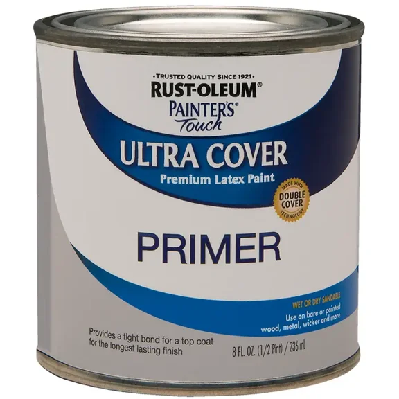 Rust-Oleum Painter's Touch Ultra Cover Flat Premium Latex Primer, Gray, 1/2 Pt.