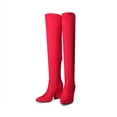 thumbnail image 4 of Dream Pairs Women's Thigh-High Pointed-Toe Boots Tall Chunky Block Heel Fall Fashion Sexy Style, 4 of 8