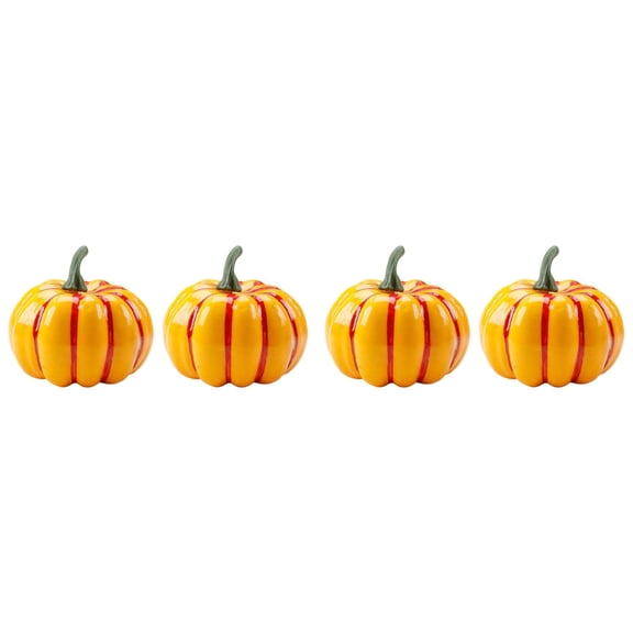 4 Pack Artificial Pumpkins 3.15in, Realistic Foam Porch Fall Halloween Decor, Reusable Mini Pumpkin Set for Table Mantel Display