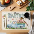 thumbnail image 2 of Happy Easter Placemats Set of 12, Watercolor Floral Truck Eggs Rabbits Spring Beige Placemats for Dining Table, Place Mats for Kitchen Tabletop, Waterproof Wipeable Dining Table Mats Set, 2 of 9
