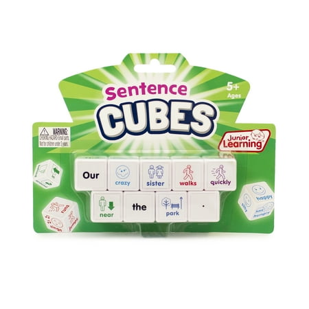 UPC: 0850010476469 | Junior Learning Sentences Cubes Educational Set – To Create Sentences Alphabet Toy (9 Pieces)
