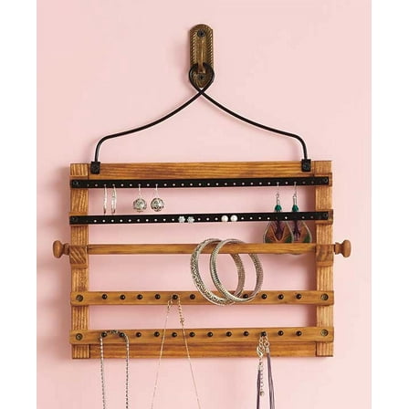 Accents Depot Wooden Bohemian Design Jewelry Hooks Organizer, Wood, 1.5 lbs