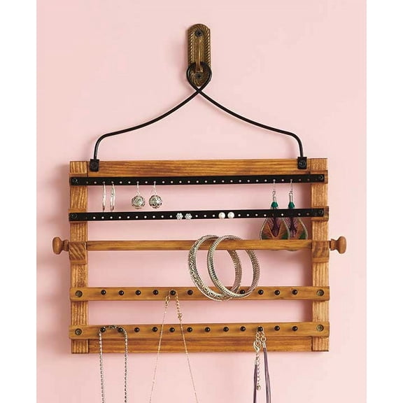 Accents Depot Wooden Bohemian Design Jewelry Hooks Organizer, Wood, 1.5 lbs