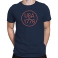 thumbnail image 2 of Smartprints USA EST 1776 Patriotic Vintage Men's T-shirt, Navy, S, 2 of 3