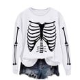 thumbnail image 4 of Inverlee Womens Halloween Sweatshirts Funny Pumpkin Ghost Graphic T-shirt Work Round Neck Sweatshirt Long Sleeve Holiday Pullover Tops Halloween Costumes, 4 of 6