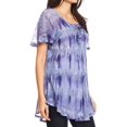 thumbnail image 3 of Sakkas Allegra Women's Short Sleeve Loose Fit Casual Tie Dye Blouse Tunic Shirt - 19207-Blue - Plus Size, 3 of 5