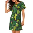 thumbnail image 2 of Naloa Cactus 1 Print Women Nightgowns,Womens Loungewear,Short Sleeve Sleepwear,Comfy Ladies Nightdress, 2 of 6