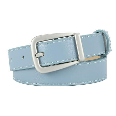 WCJM Women s Adjustable Length Waist Belt with Pin Buckle Plain Belt for Jeans or Pants Simple Casual Waistband for Daily Wear(Light Blue)