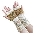 thumbnail image 3 of CUZIBR Womens Gloves Cute Cartton Flower Embroidery Knitted Mittens Fingerless Cozy Warm Fuzzy Lined Glove For Cycling Running Outdoor Activities, 3 of 6