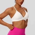 thumbnail image 6 of SYMOID Womens V-Neck Seamless Sports Bra Yoga Top Adjustable Straps Cut Out Nylon Spandex Activewear White,Size S, 6 of 9