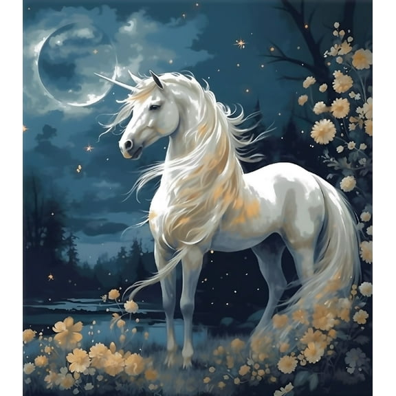 Paint by Numbers Kit for Adults -Unicorn (4) - Beginner DIY Color by Number Set on Canvas Acrylic Oil Paintings Crafts, Gifts, Home Wall Decor (12 X 16 inches)-