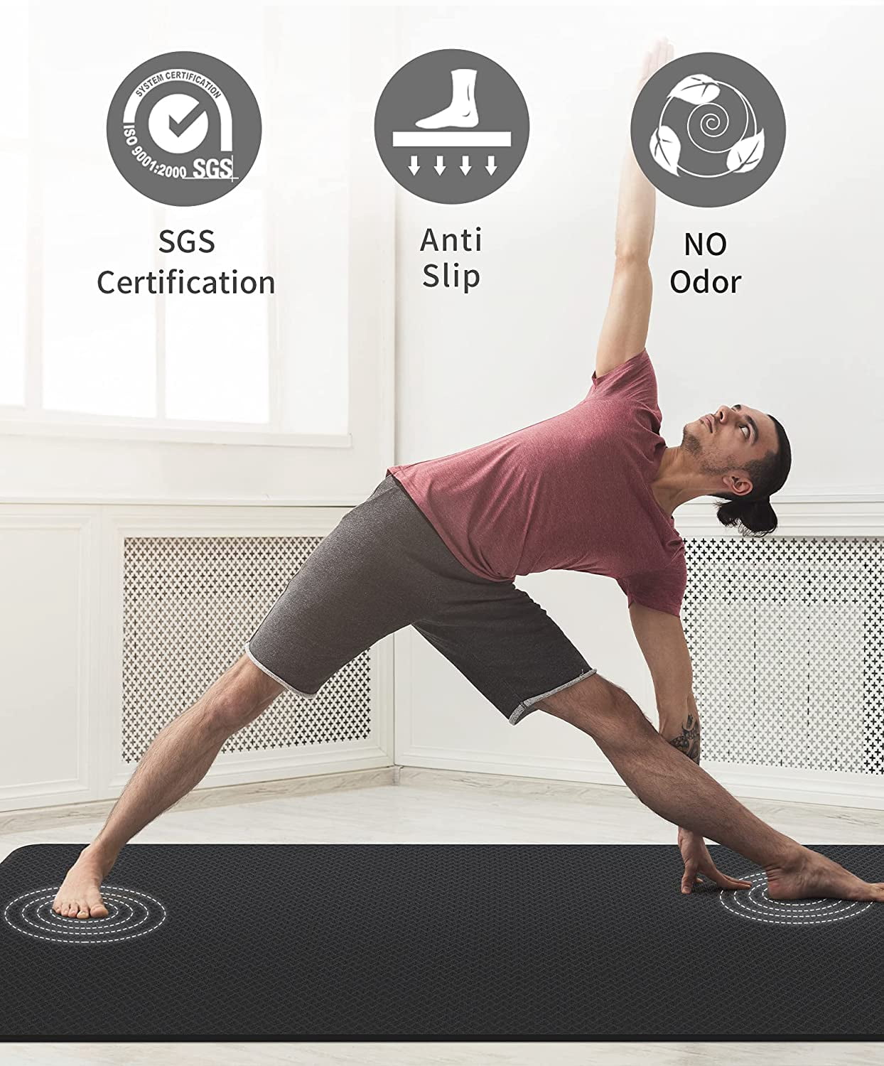 CAMBIVO Extra Wide Yoga Mat for Women and Men, 72"x 32"x 1/4" Eco-Friendly SGS Certified, Large TPE Exercise Fitness Mat for Yoga, Pilates, Workout
