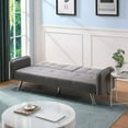 thumbnail image 3 of Convertible Sofa Bed, Tufted Upholstery Couch with 3 Adjustable Angles Backrest and Metal Legs, Padded Sleeper Loveseat Couch Leisure Sofa with Armrest for Living Room, Light Gray, 3 of 7