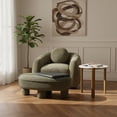 thumbnail image 2 of Tribeca Ottomane d'Appoint en Chenille de Style Mi-Siècle Moderne, Vert Olive, 2 of 9
