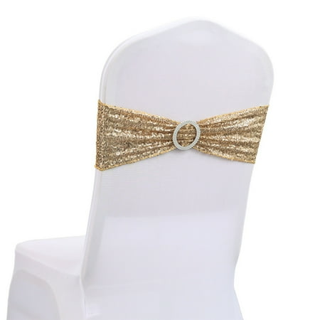 

Hanzidakd Event & Party Holiday Party Decorative Chair Cover Bow Back Flower Elastic Bandage Sequin Bandage