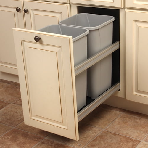 KV Double Soft Close Door Mount - 11-13/16" Wide - Platinum Bins