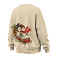 thumbnail image 6 of SCRAWLGOD Christmas Day Women Pullover Long Sleeve Crew Neck Sweatshirts Drop Shoulder Comfortable Casual Tops Loose Fit Clothes for Shopping Running, Snowman Sled Print Beige, M, 6 of 7