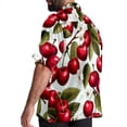thumbnail image 3 of Cherry Men's Short Sleeve Casual Printed Button Down Beach Shirt Summer Unisex Top, 3 of 6