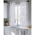 thumbnail image 5 of Floral Patterns Sheer Curtains 39 Inch Length 2 Panels Set for Living Room/Bedroom, Silver White Flowers Leaves Aesthetic Kitchen Curtains Grommet Semi-Sheer Curtains Window Treatments 27.5"x39"x2, 5 of 7