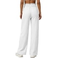 thumbnail image 5 of Miluxas Girl's Wide Leg Pants Elastic Waist Summer Boho Palazzo Pants Beach Vacation Casual Trousers White 14-15Years, 5 of 7