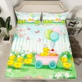 thumbnail image 2 of jejeloiu Cute Duck Queen Sheet Sets,Colorful Flower Floral Flat Sheet,Western Rustic Farmhouse Cabin Queen Fitted Sheet For Girls Boys,Breathable Home Decor,4pcs, 2 of 7