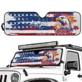thumbnail image 2 of HUIACONG 250th Eagle Flag Windshield Sun Shade for 2018-2025 Jeep Wrangler JL JLU & 2020-2025 Jeep Gladiator 310T Polyester Covered Foldable Front Sunshade, Blocks UV Rays and Heat, 2 of 6