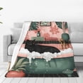 thumbnail image 1 of Balery Black Cat Pink Bathroom Manta de Felpa Suave y Acogedora – Cobija de Franela Aterciopelada para Cama, Lavable y Cálida para Sofá, Mascotas, Transpirable-50"x40", 1 of 7