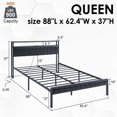 thumbnail image 6 of LUXOAK Queen Size Platform Bed Frame with LED Headboard, Charging Station and Storage, Brown, 6 of 7