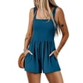 thumbnail image 4 of Gspmoly Shorts de Course pour Femmes, Combinaison à Bretelles avec Poches Élégante Unie pour Femmes, Confortable et Décontractée, Short à Jambes Larges, Shorts de Randonnée pour Femmes, Aubaines Bleu Foncé TG, 4 of 7