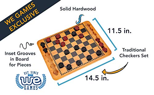 WE Games Wooden Checkers with Stackable Ridges in Dark Brown and Natural 1.125 in.